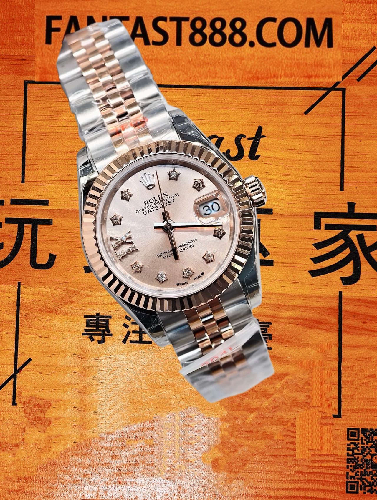 高仿私人改裝-勞力士-日誌279171 玫瑰金粉盤星鑽 復刻腕錶 實拍 2