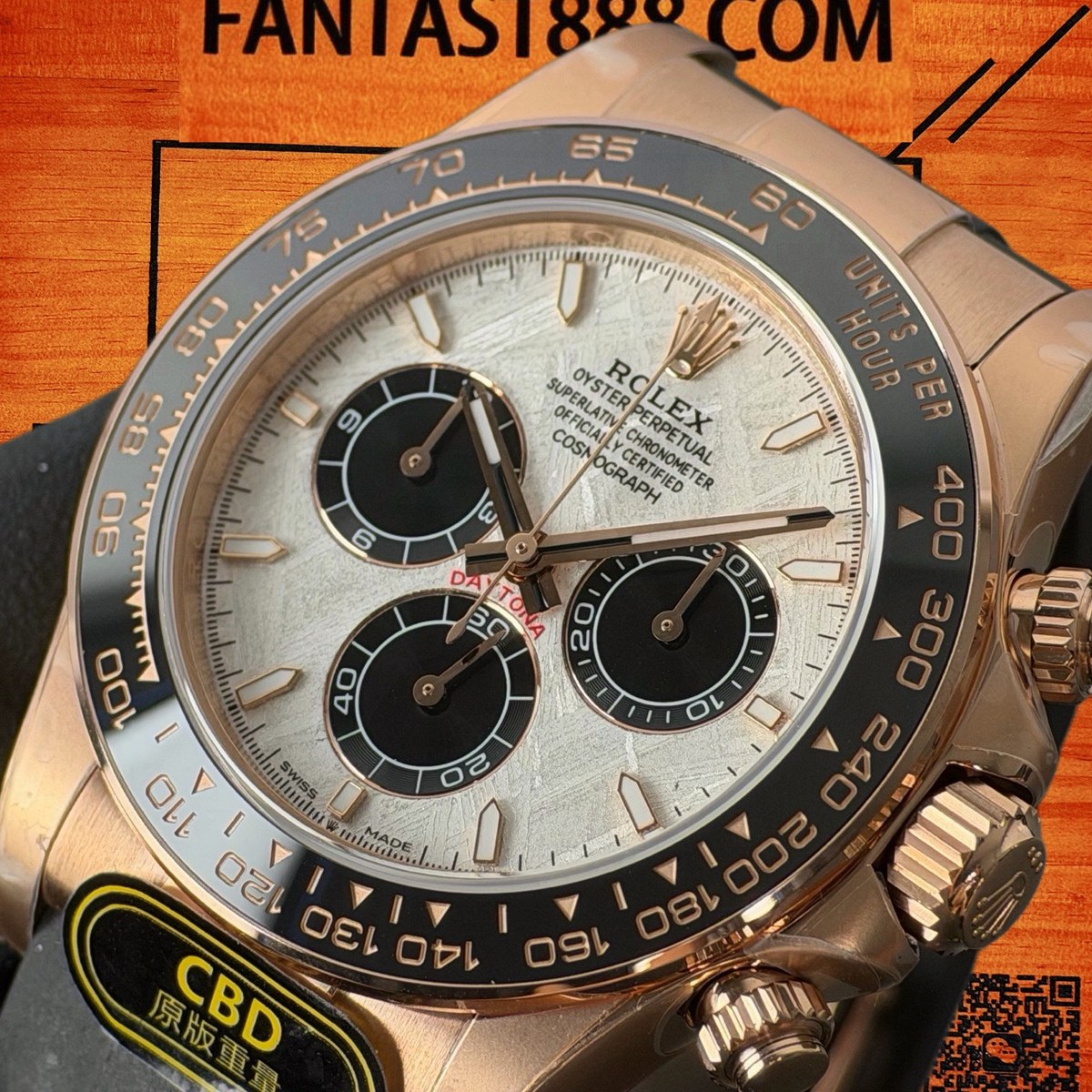 高仿勞力士 CBD廠 配重 Cosmograph Daytona 126505 真隕石面 玫瑰金黑圈 4131機芯 復刻腕錶 實拍 2