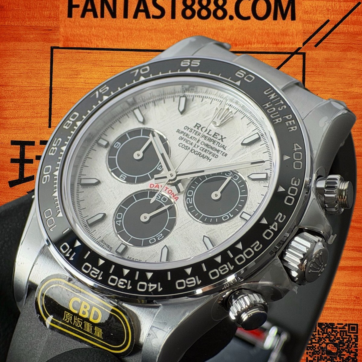 高仿勞力士 CBD廠 配重 Cosmograph Daytona 126500LN 904L鋼黑圈 真隕石面 黑色monobloc計時盤 4131機芯 復刻腕錶 實拍 2