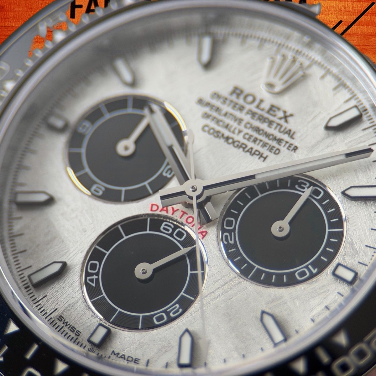 高仿勞力士 CBD廠 配重 Cosmograph Daytona 126500LN 904L鋼黑圈 真隕石面 黑色monobloc計時盤 4131機芯 復刻腕錶 實拍 3