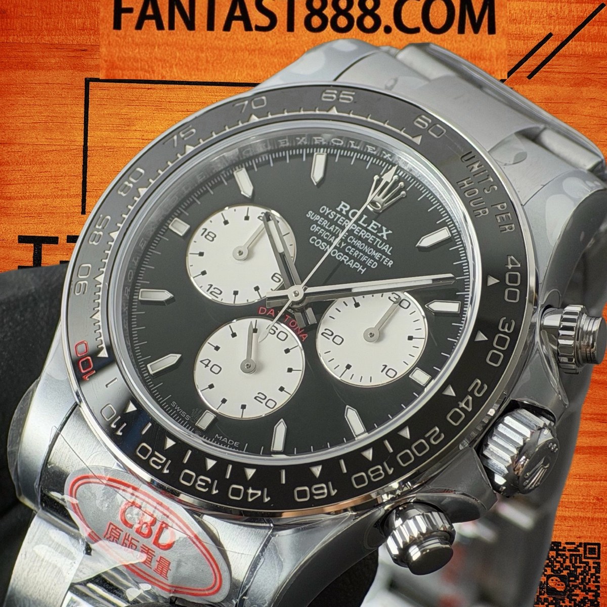 高仿勞力士 CBD廠 配重 Cosmograph Daytona 126500LN 904L鋼黑圈 勒芒黑盤 白色monobloc計時盤 4132機芯 復刻腕錶 實拍 2