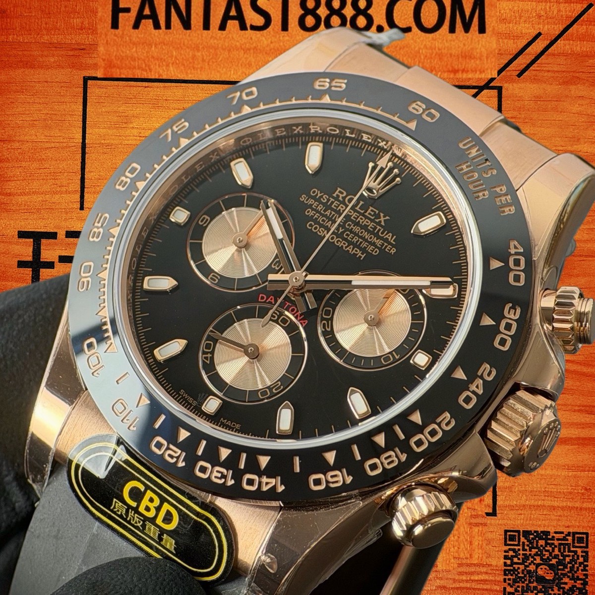高仿勞力士 CBD廠 配重 Cosmograph Daytona 116505 玫瑰金黑圈 黑盤 金眼睛 玫瑰金monobloc計時盤 4130機芯 復刻腕錶 實拍 2