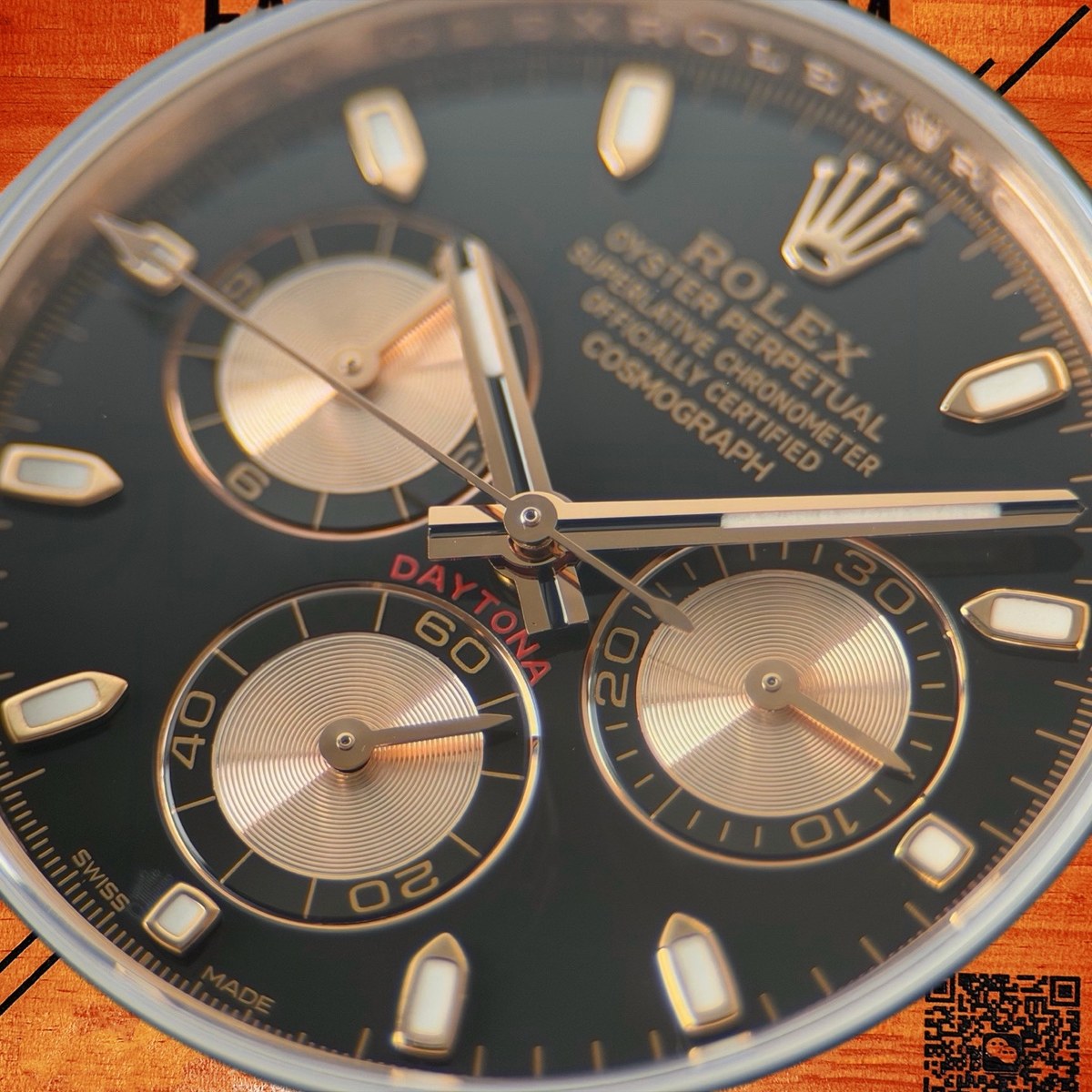 高仿勞力士 CBD廠 配重 Cosmograph Daytona 116505 玫瑰金黑圈 黑盤 金眼睛 玫瑰金monobloc計時盤 4130機芯 復刻腕錶 實拍 3