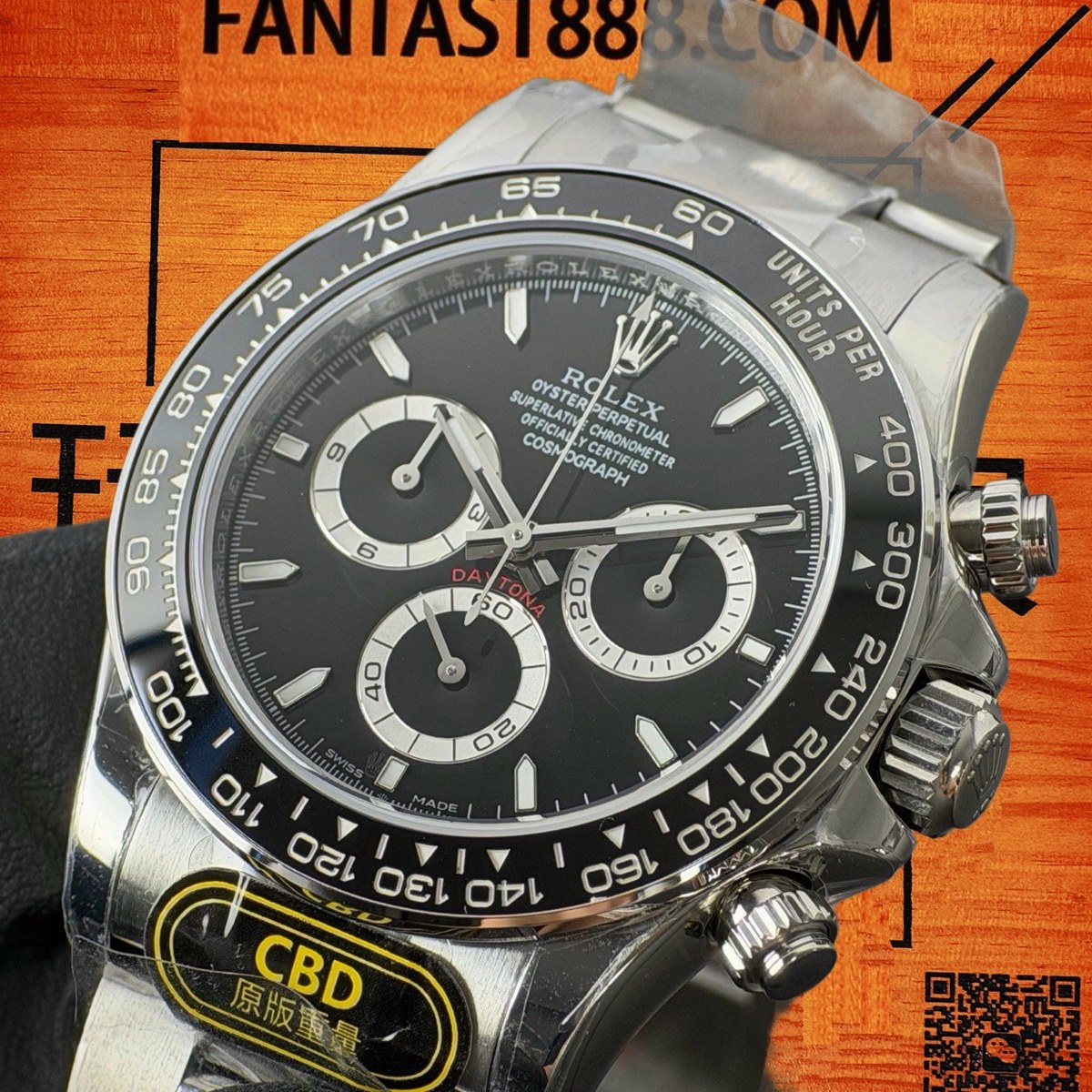 高仿勞力士 CBD廠 配重 Cosmograph Daytona 126500LN 904L鋼黑圈 黑盤 反熊貓白色monobloc計時盤 4131機芯 復刻腕錶 實拍 3