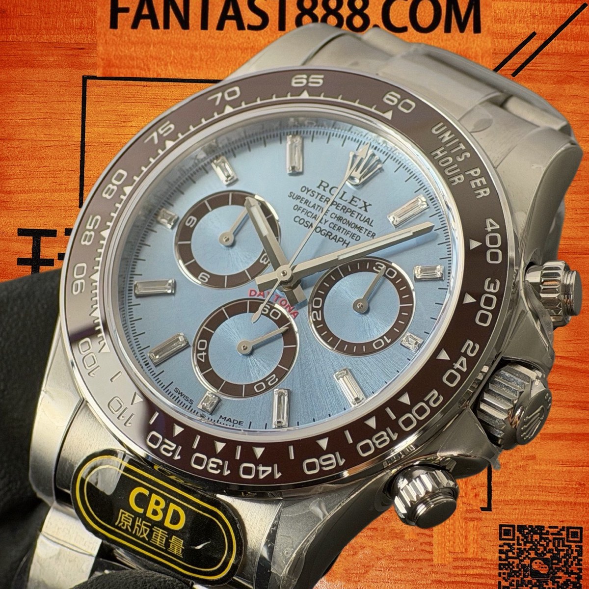 高仿勞力士 CBD廠 配重 Cosmograph Daytona 126500LN 904L鋼棕圈 冰藍盤 棕色monobloc對比計時盤 8鑽時標 4131機芯 復刻腕錶 實拍 2
