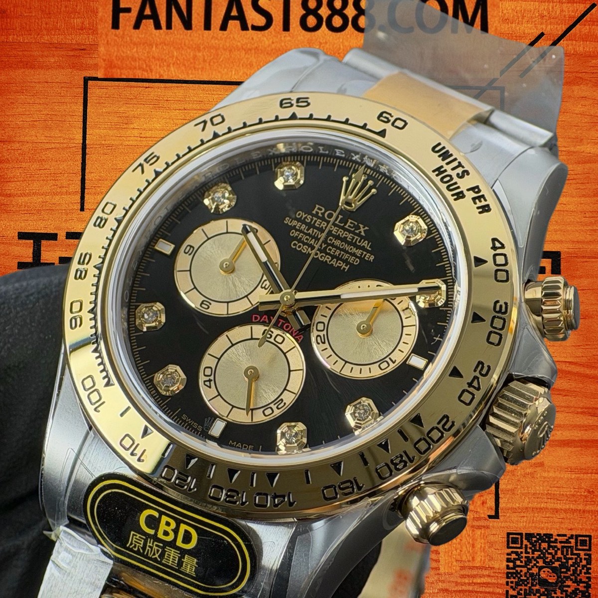 高仿勞力士 CBD廠 配重 Cosmograph Daytona 126503 Rolesor間金 黃金圈 黑盤 金色monobloc計時盤 8鑽時標 4131機芯 復刻腕錶 實拍 2