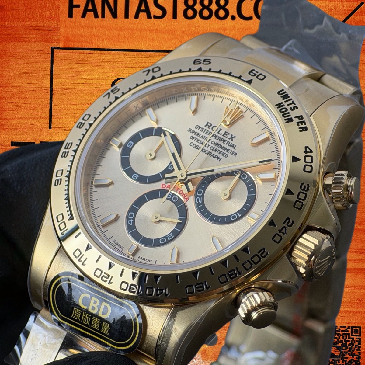 高仿勞力士 CBD廠 配重 Cosmograph Daytona 116508 18K黃金黃金圈 銀盤 黑色monobloc計時盤 棒狀時標 4131機芯 復刻腕錶 實拍 2