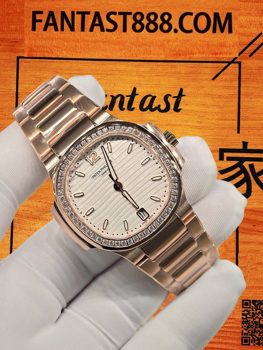 客定改裝 Patek Philippe 百達翡麗 Nautilus 5711/1R 35mm女款 18K玫瑰金厚金包裹 表圈鑲嵌天然鑽石VVS D級 復刻腕錶 實拍 2