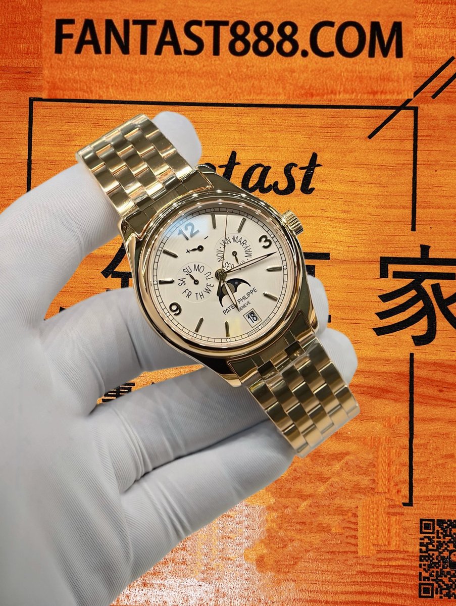 高仿私人改裝-百達翡麗-複雜功能月相系列 18K包厚金 復刻腕錶 實拍 3