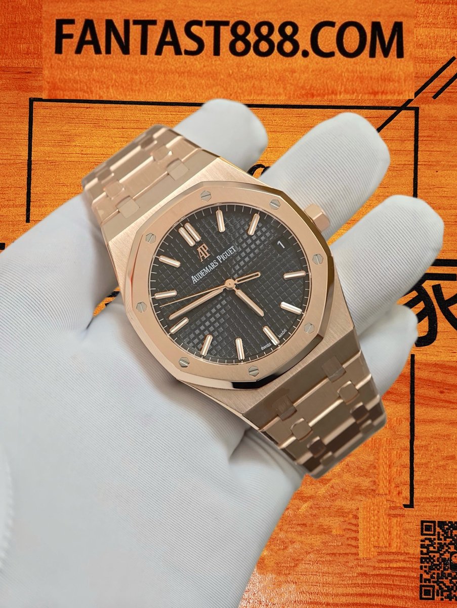 高仿私人改裝-愛彼-皇家橡樹15500OR 玫瑰金黑盤 復刻腕錶 實拍 3