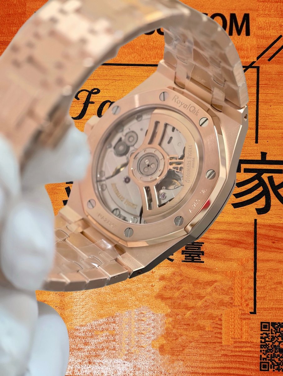 高仿私人改裝-愛彼-皇家橡樹15500OR 玫瑰金黑盤 復刻腕錶 實拍 6