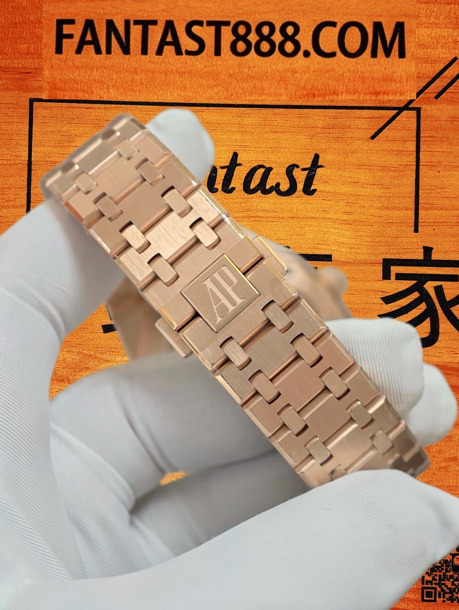 高仿私人改裝-愛彼-皇家橡樹15500OR 玫瑰金黑盤 復刻腕錶 實拍 7