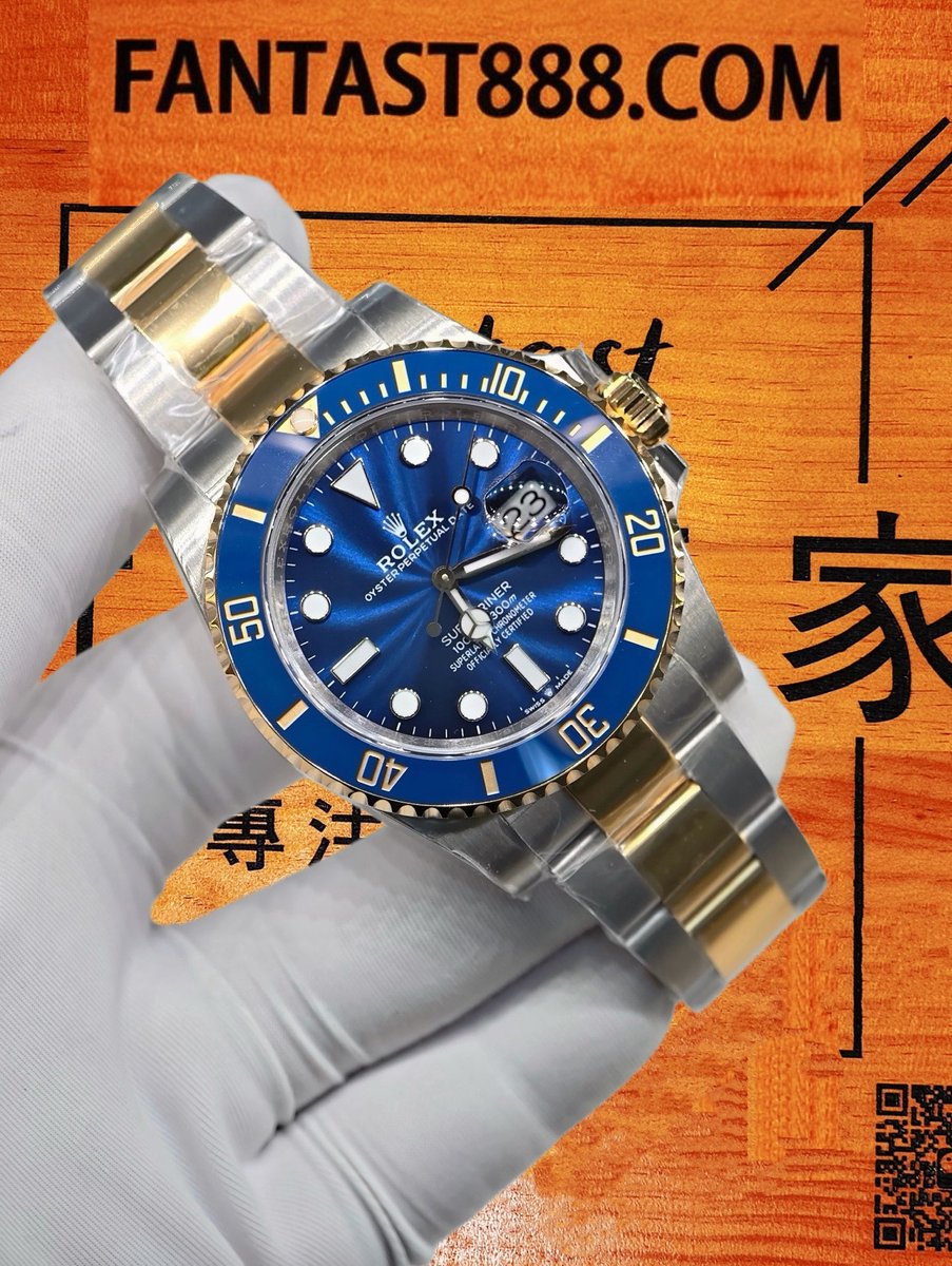 高仿私人改裝-勞力士-水鬼126613LB 間金藍盤真鑽 復刻腕錶 實拍 2