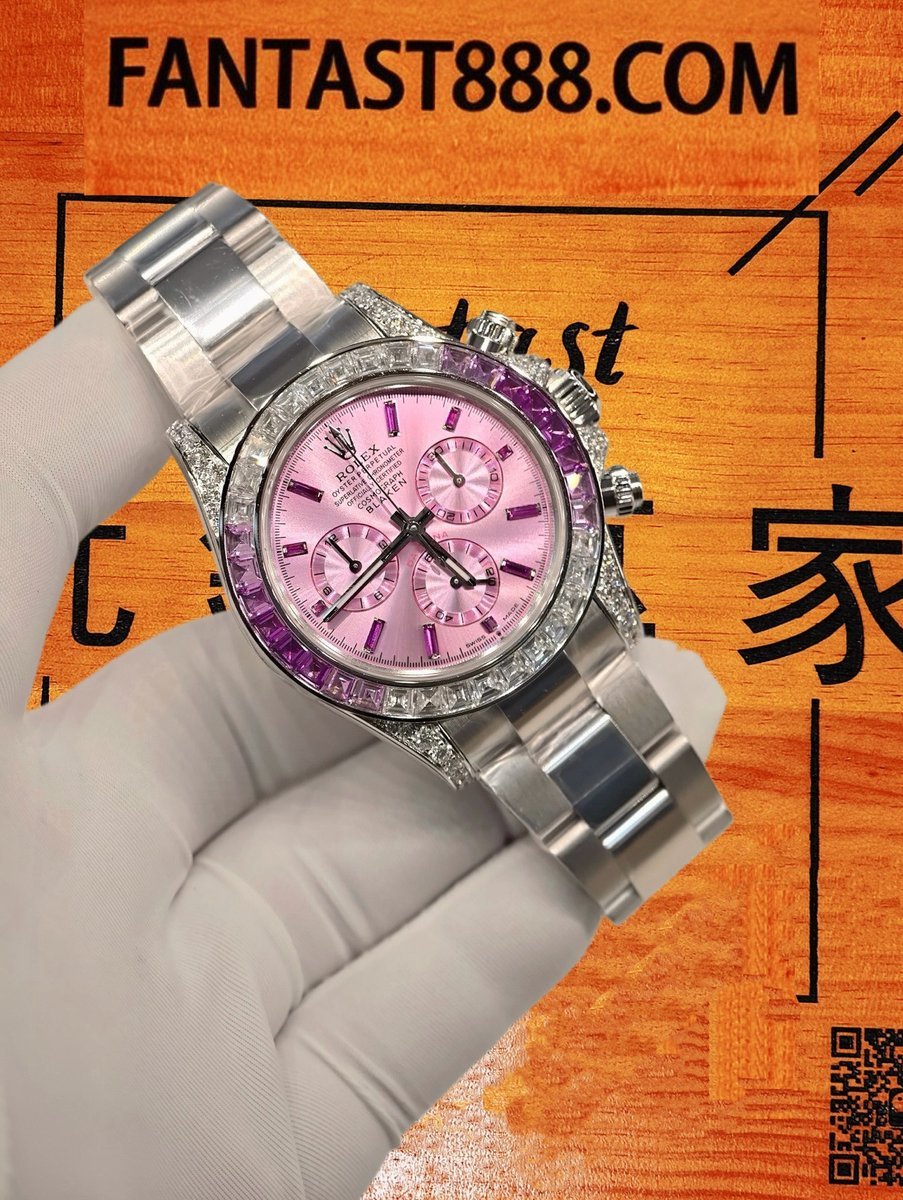 客定改裝 勞力士 Cosmograph Daytona 隱藏寶石款 紫水晶版 904L鋼 SW定制培育紫寶石+莫桑鑽整圈表圈 CNC配重殼套 丹東4130機芯 18K包厚金 復刻腕錶