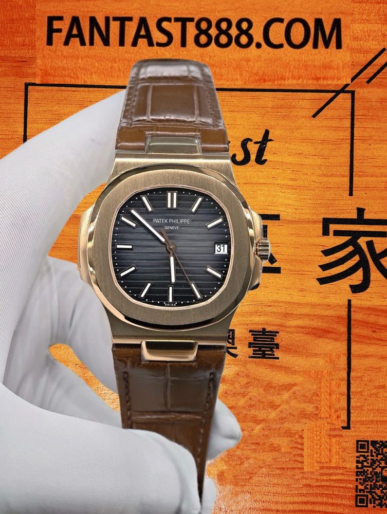 高仿私人改裝-百達翡麗-鸚鵡螺5711/1R 真金包金皮帶 復刻腕錶