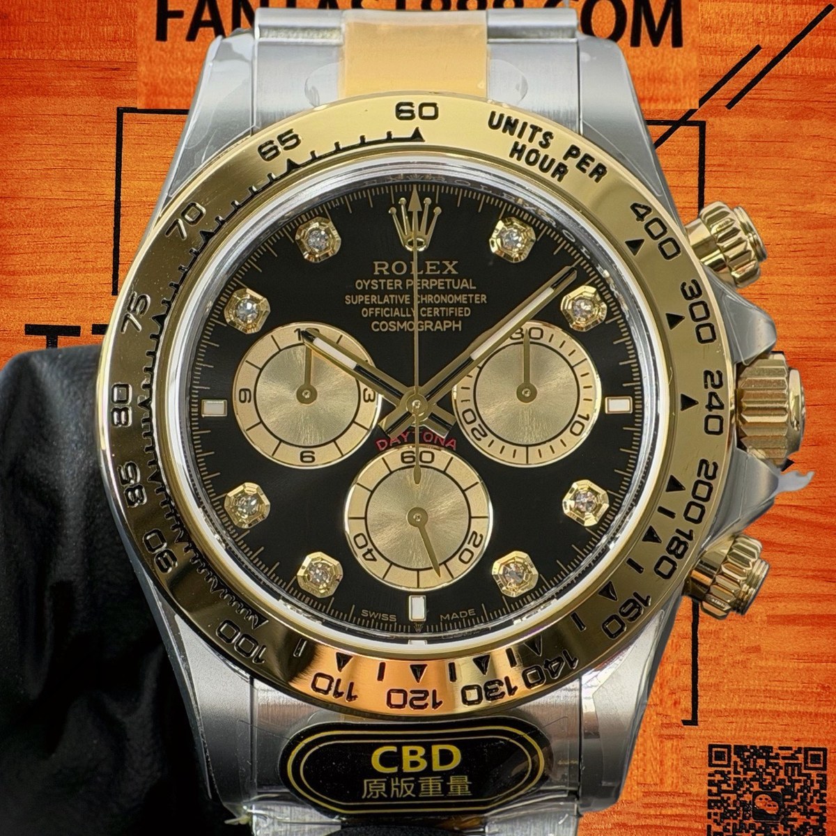 高仿勞力士 CBD廠 配重 Cosmograph Daytona 126503 Rolesor間金 黃金圈 黑盤 金色monobloc計時盤 8鑽時標 4131機芯 復刻腕錶