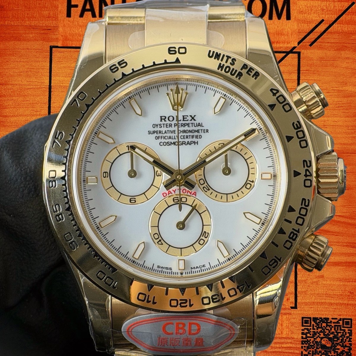 高仿勞力士 CBD廠 配重 Cosmograph Daytona 116508 18K黃金黃金圈 象牙白盤 金色monobloc計時盤 棒狀時標 4131機芯 復刻腕錶