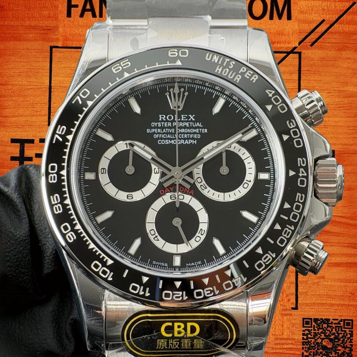 高仿勞力士 CBD廠 配重 Cosmograph Daytona 126500LN 904L鋼黑圈 黑盤 反熊貓白色monobloc計時盤 4131機芯 復刻腕錶