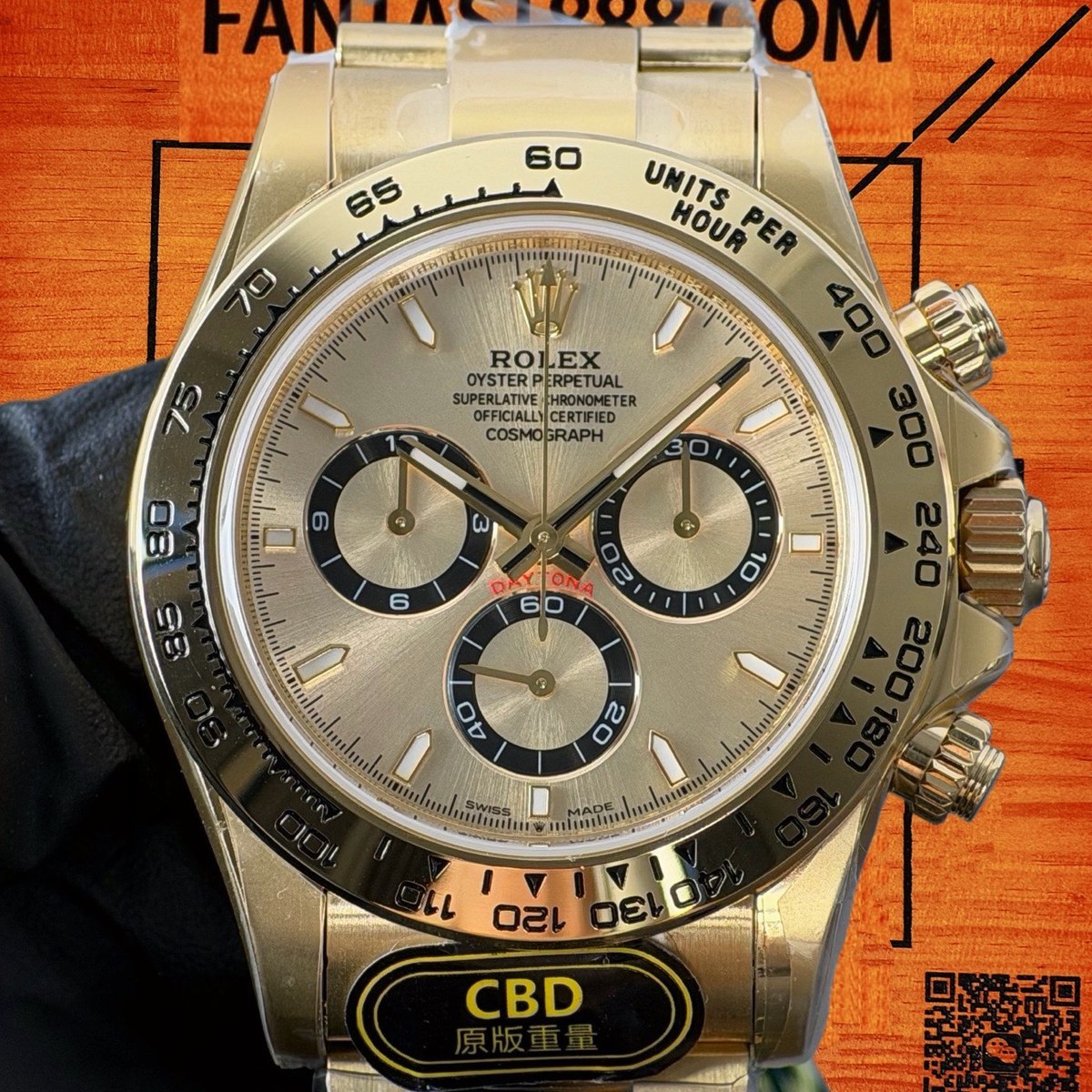 高仿勞力士 CBD廠 配重 Cosmograph Daytona 116508 18K黃金黃金圈 銀盤 黑色monobloc計時盤 棒狀時標 4131機芯 復刻腕錶