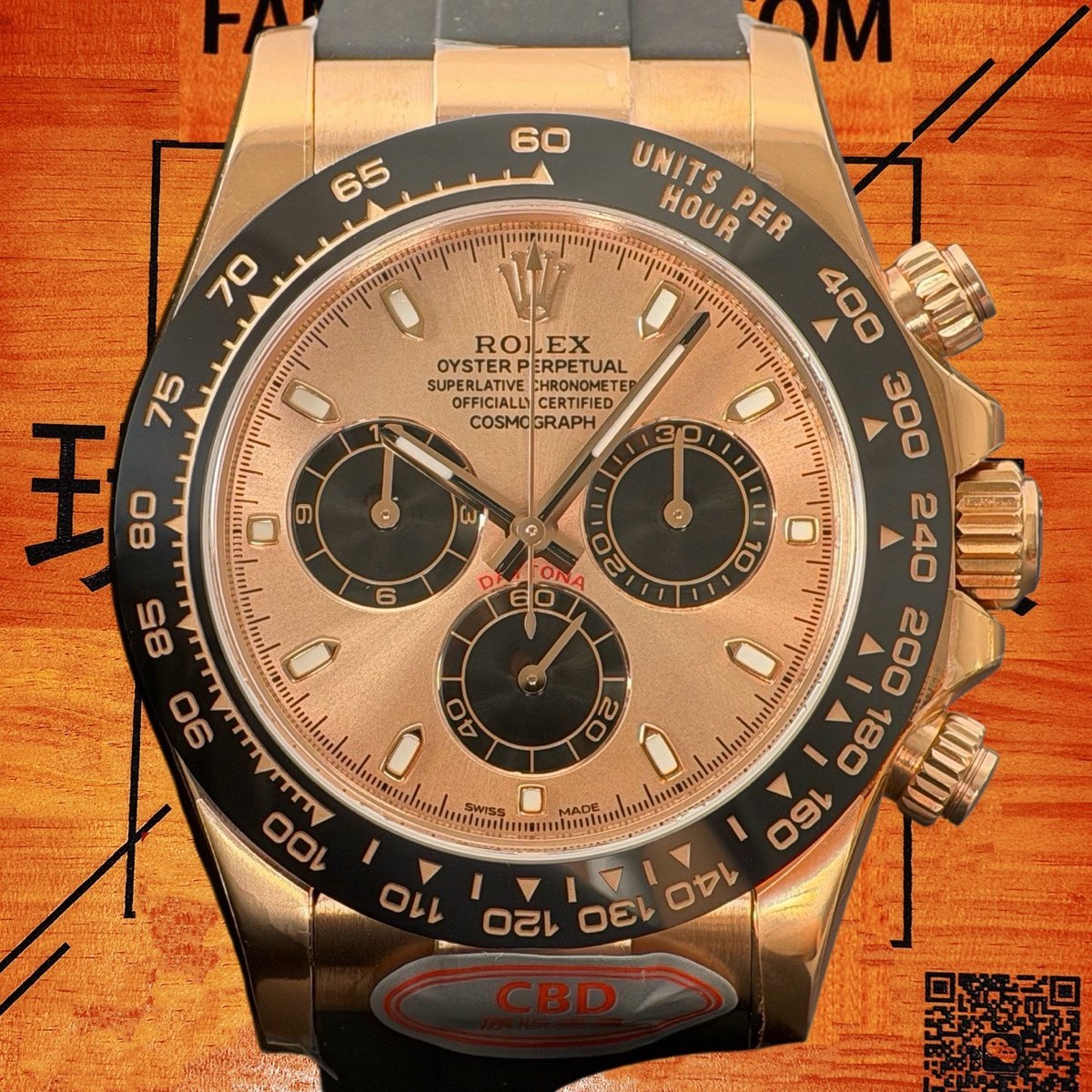 高仿勞力士 CBD廠 配重 Cosmograph Daytona 116505 玫瑰金單色面 4130機芯 復刻腕錶