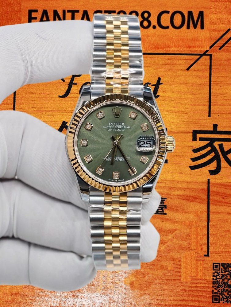 高仿私人改裝-勞力士-日志型278273 橄欖綠鑽刻31mm 復刻腕錶