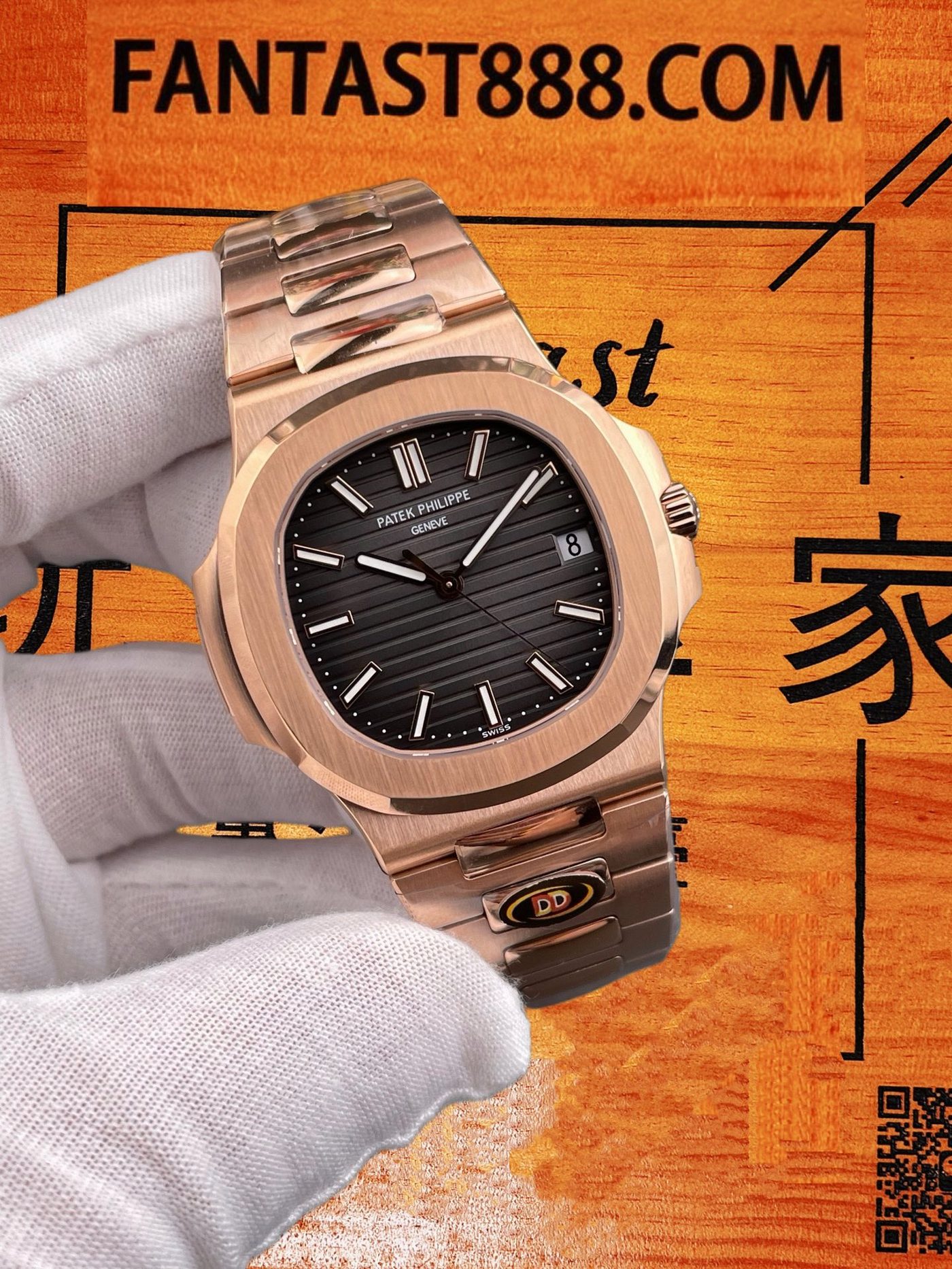 高仿百達翡麗-鸚鵡螺5711/1R-玫瑰金黑褐色盤-330機配重142G-DDF廠復刻腕錶 實拍 2