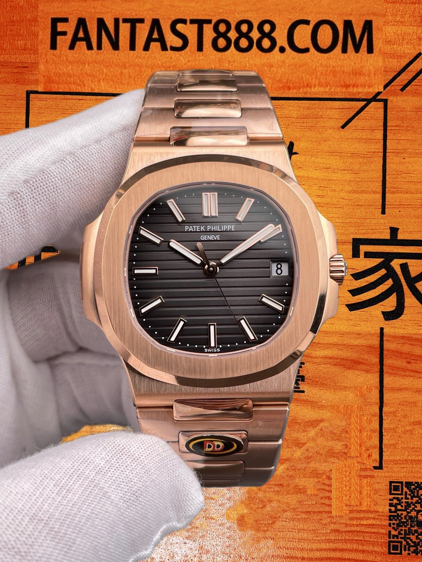 高仿百達翡麗-鸚鵡螺5711/1R-玫瑰金黑褐色盤-330機配重142G-DDF廠復刻腕錶 實拍 3