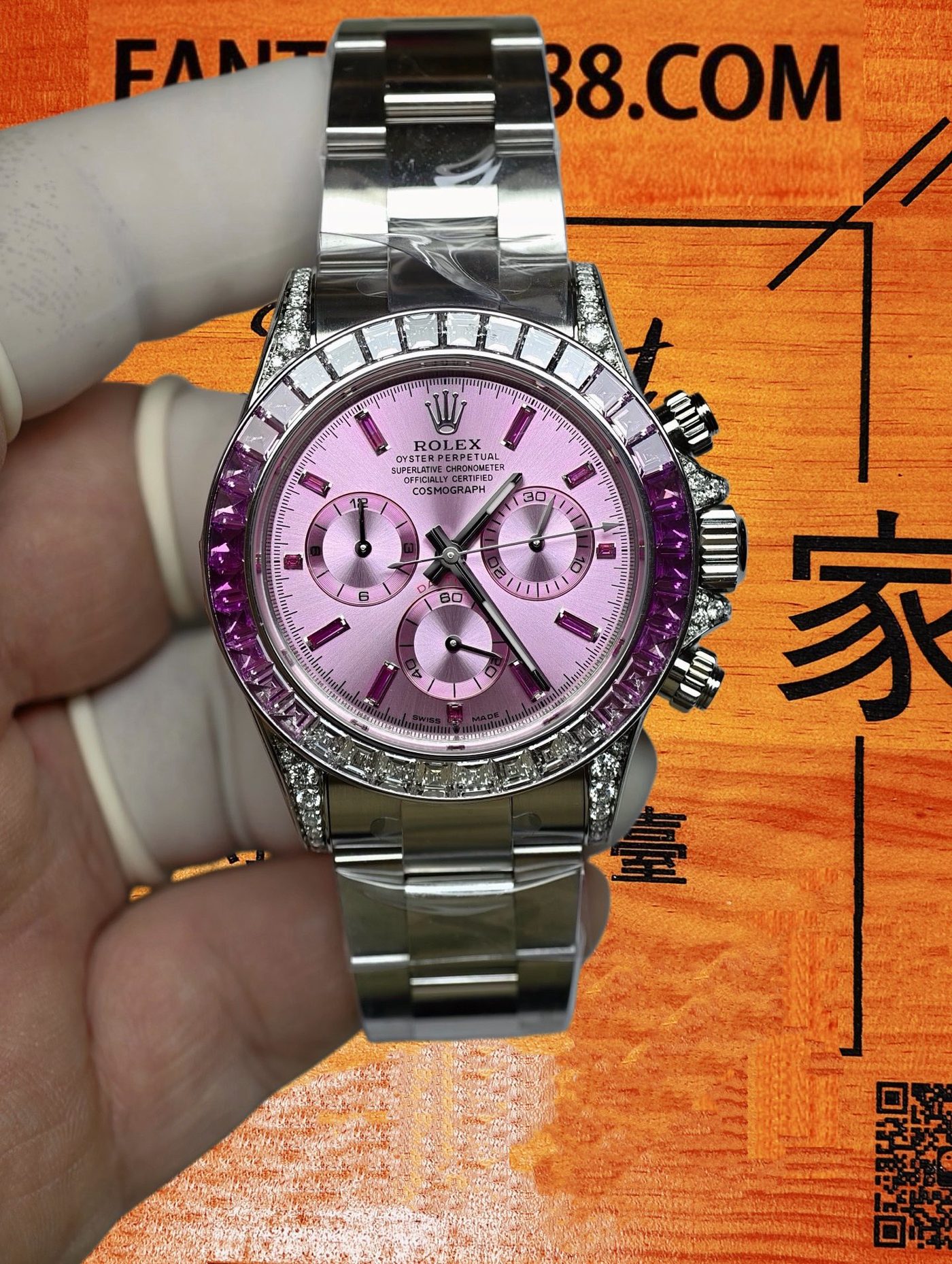 高仿定製-勞力士迪通拿116509-芭比粉紅寶盤-真金真鑽-復刻腕錶 實拍 1