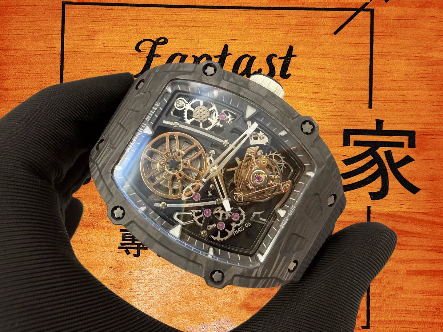 高仿理查米爾-RM27-05-納達爾合作款-碳纖維陀飛輪復刻腕錶 實拍 2