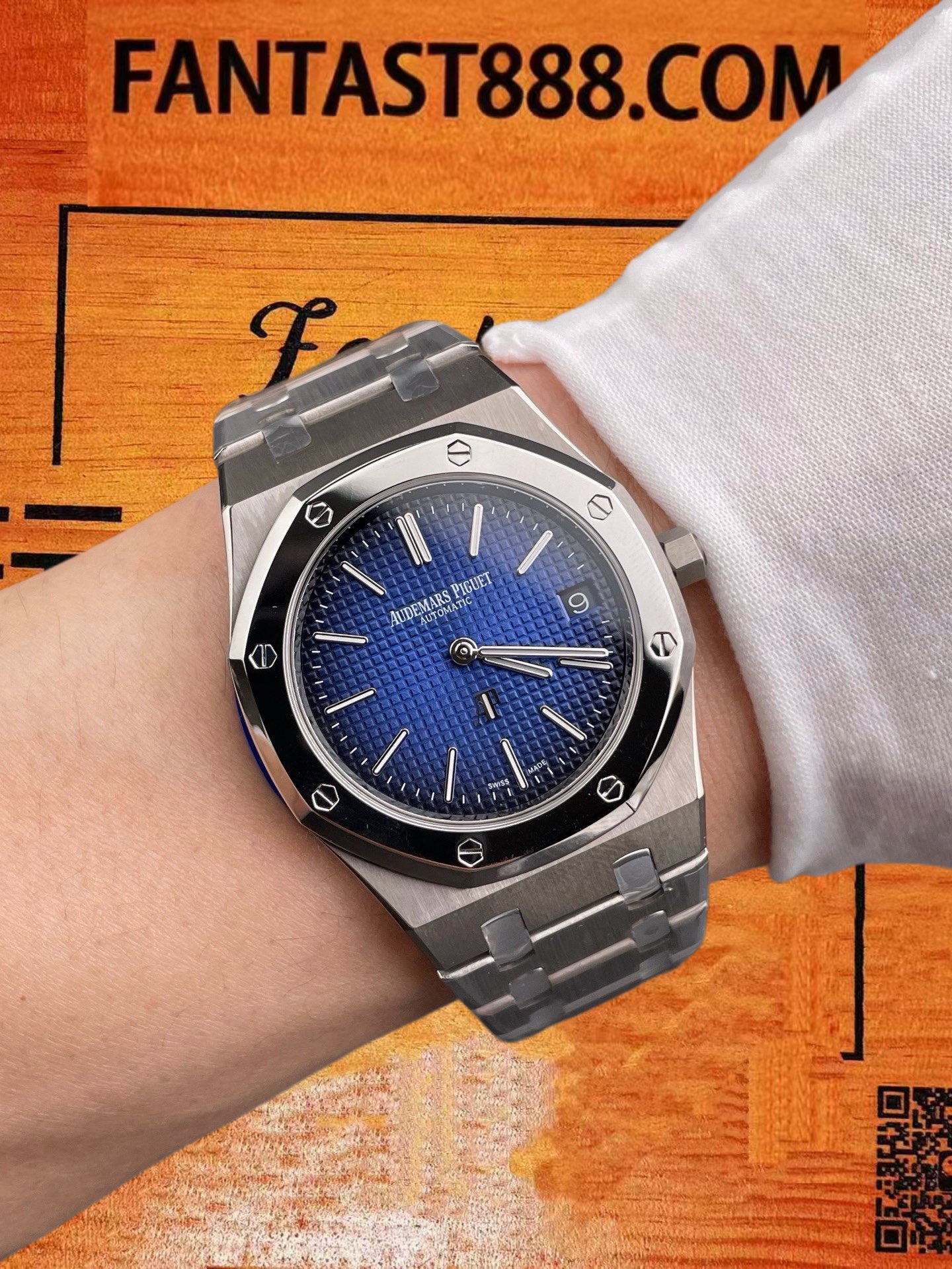 高仿愛彼-皇家橡樹-15202-鈦殼漸變藍-39mm-Jumbo超薄 實拍 9