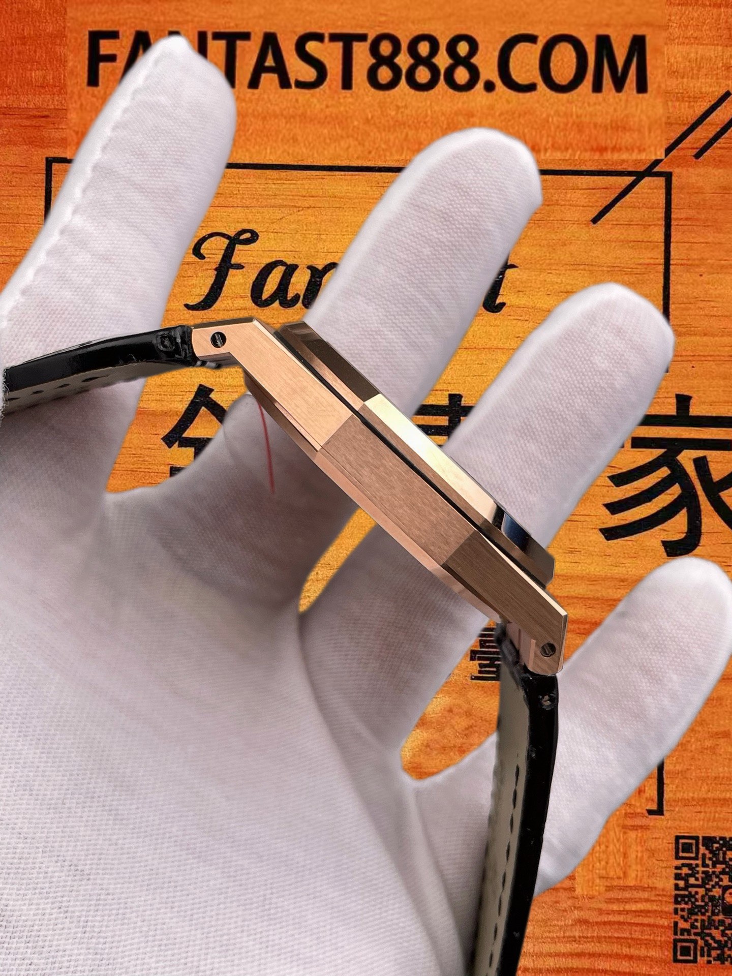 高仿愛彼-皇家橡樹-15400-玫瑰金黑盤皮帶-41mm 實拍 4
