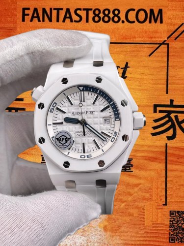 高仿愛彼-皇家橡樹離岸潛水-15707-白陶瓷-42mm