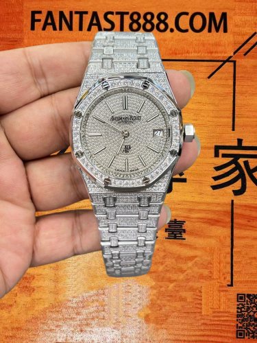 高仿愛彼-皇家橡樹-16202-Jumbo滿鑽-39mm-超薄兩針