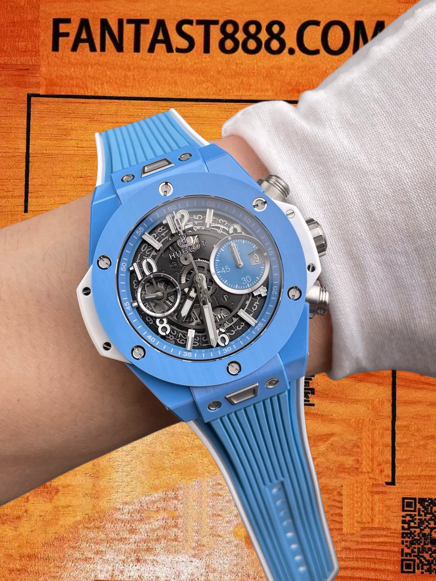 高仿宇舶-BigBang大爆炸-蒂芙尼藍陶瓷-42mm-1280機芯 實拍 9