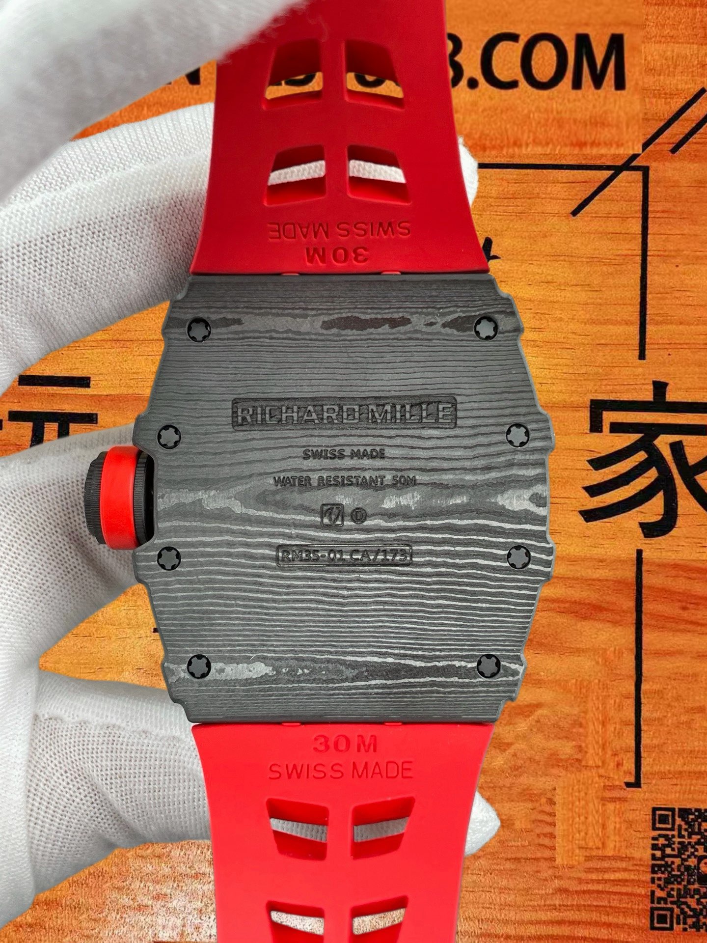 高仿理查德米勒-RM35-01-黑紅圈碳纖維-51×42mm-RMUL3機 實拍 5