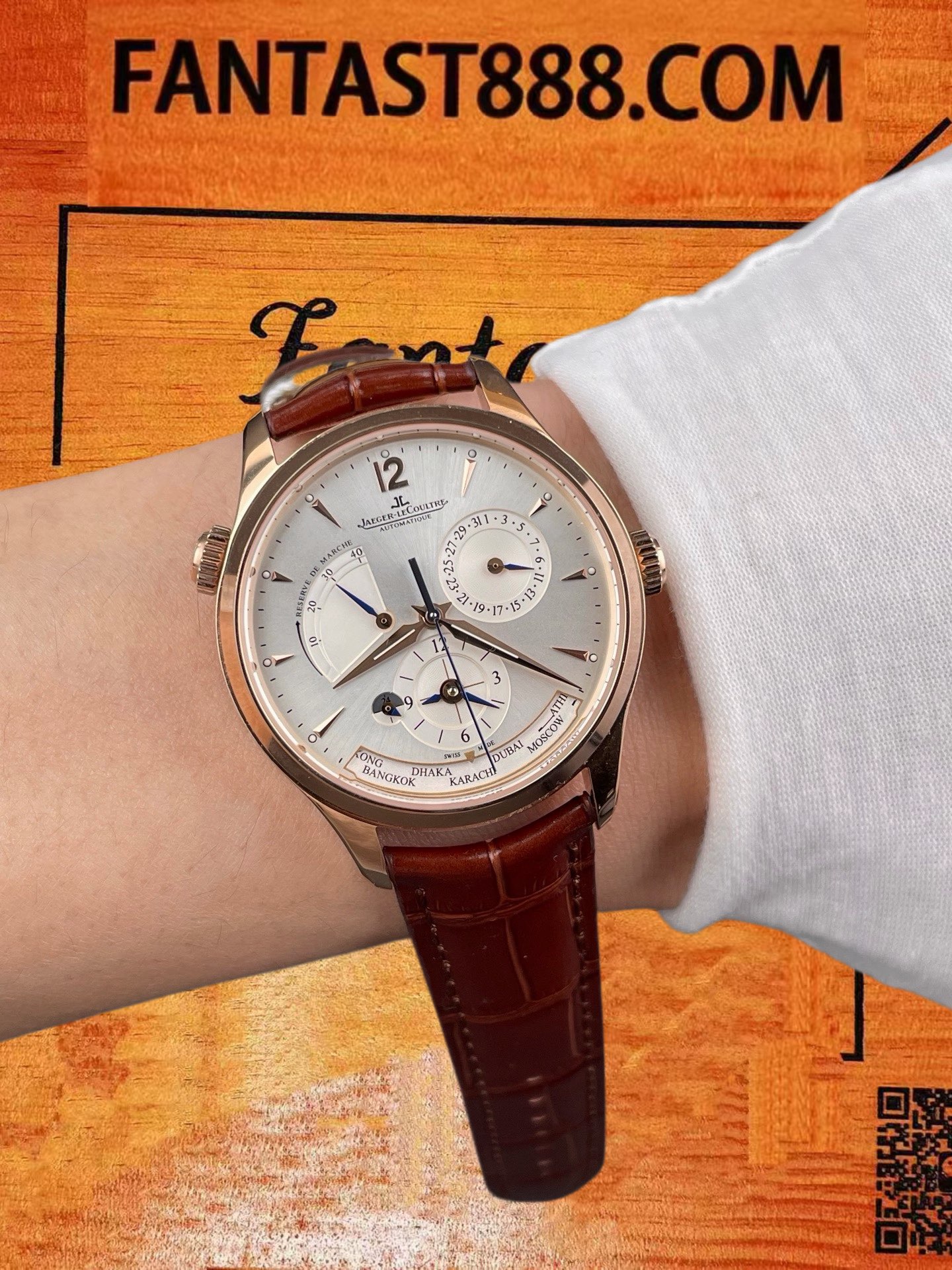 高仿積家-大師地理學家-玫瑰金-39mm-9100機 實拍 9