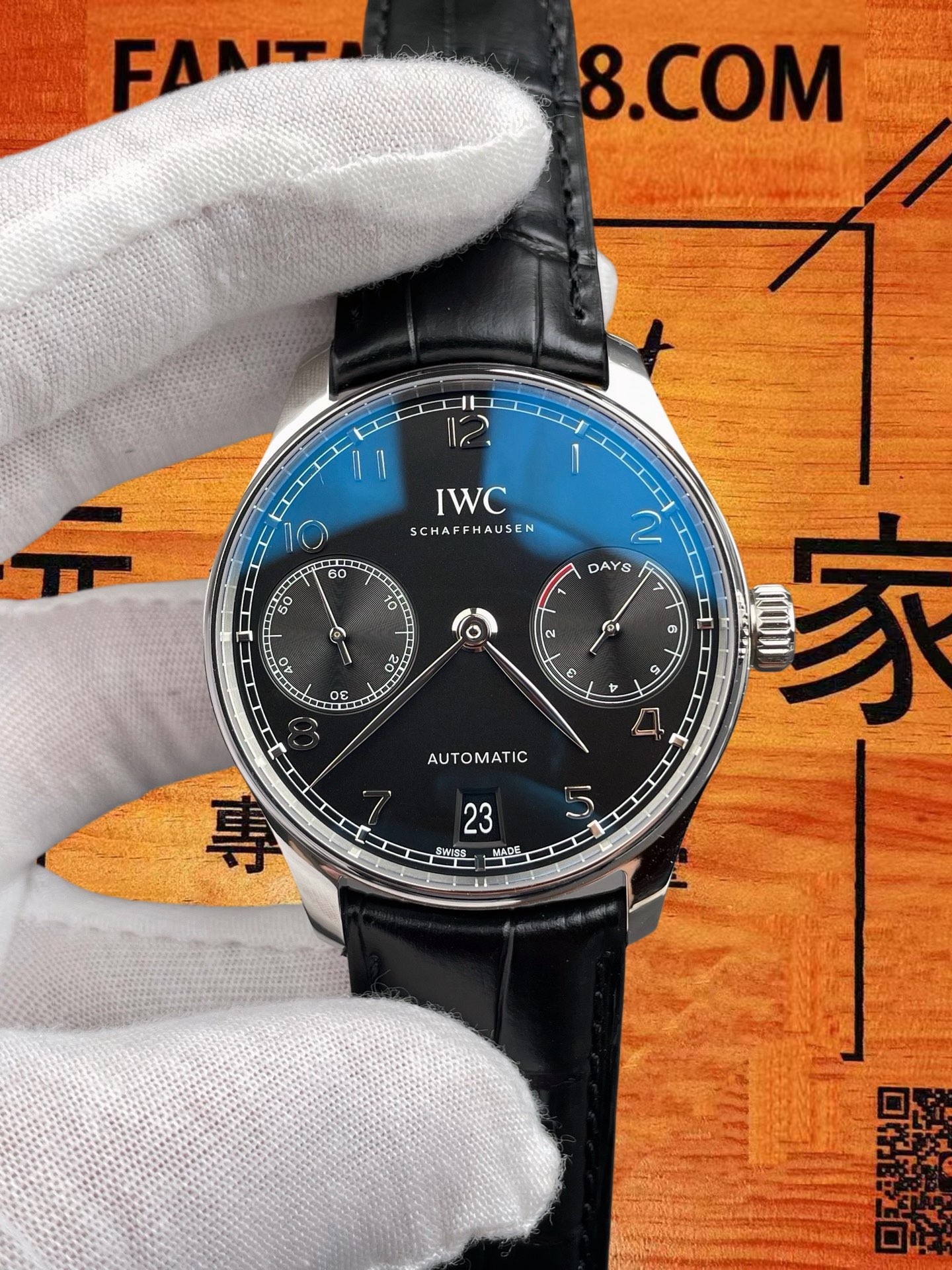 高仿IWC萬國-葡萄牙七日鏈-黑盤-42mm-SL600改52010機 實拍 1