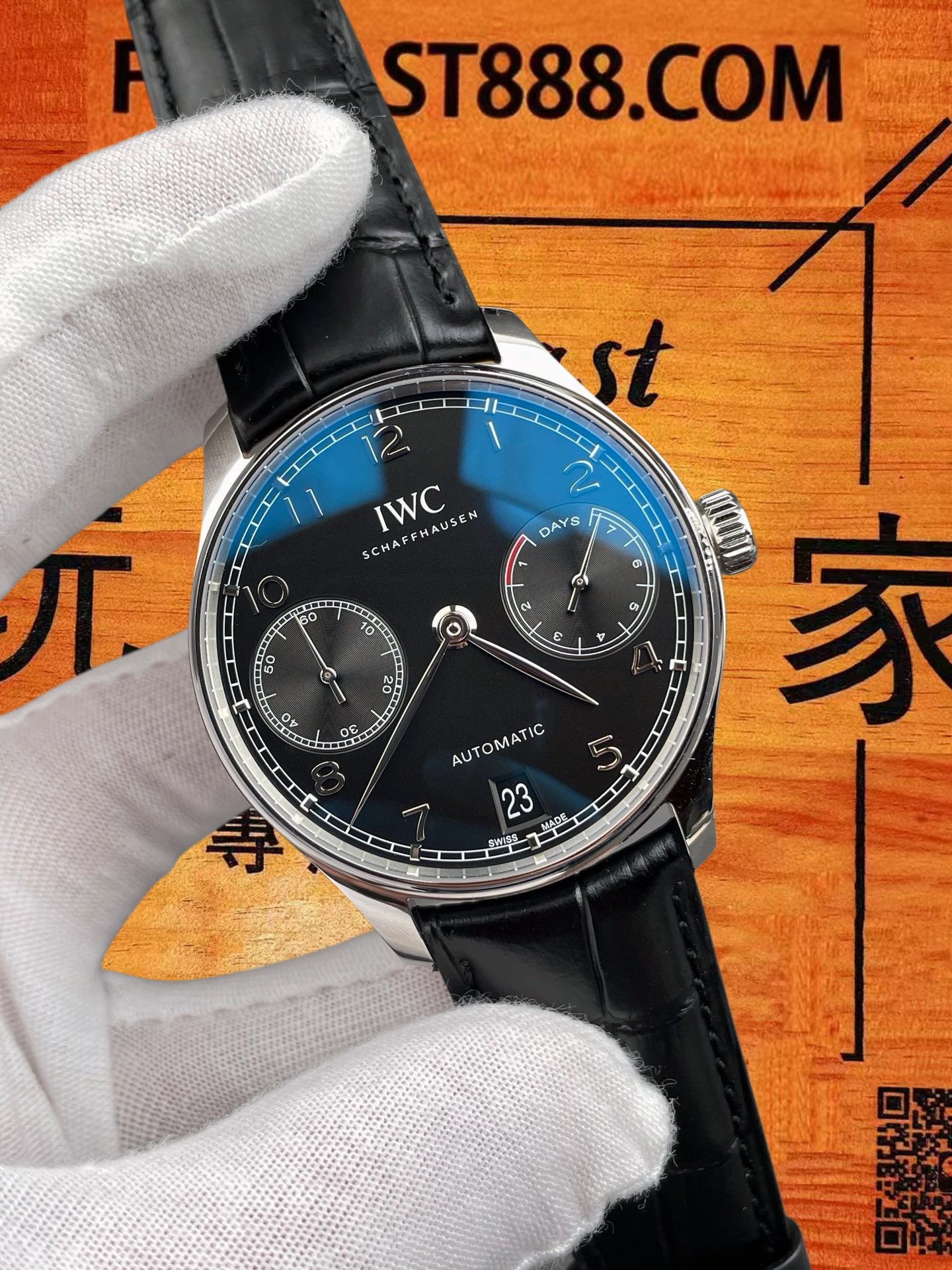 高仿IWC萬國-葡萄牙七日鏈-黑盤-42mm-SL600改52010機 實拍 2