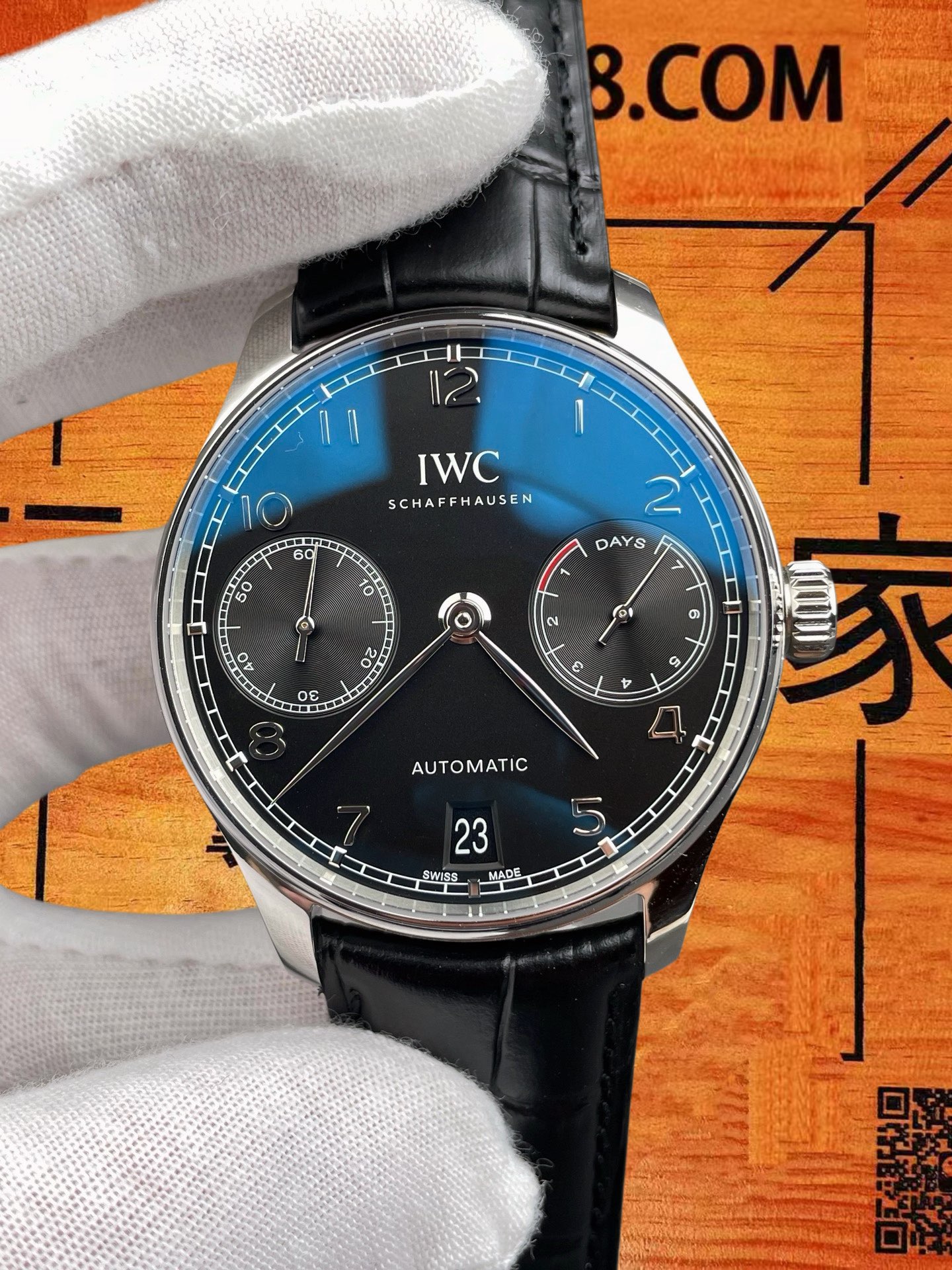 高仿IWC萬國-葡萄牙七日鏈-黑盤-42mm-SL600改52010機 實拍 3