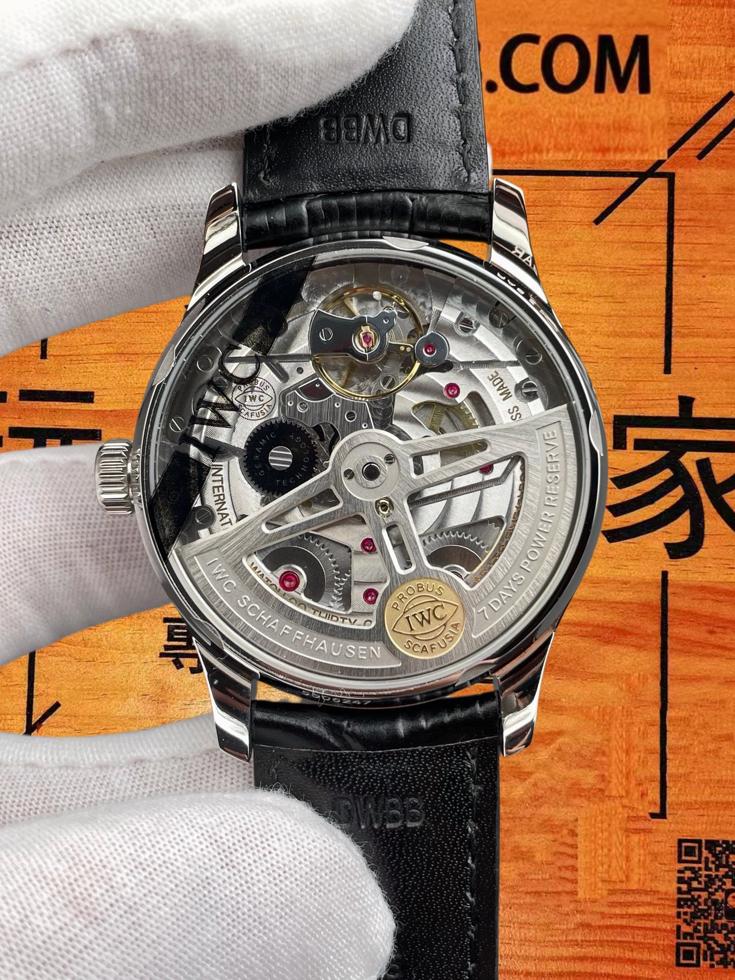 高仿IWC萬國-葡萄牙七日鏈-黑盤-42mm-SL600改52010機 實拍 5