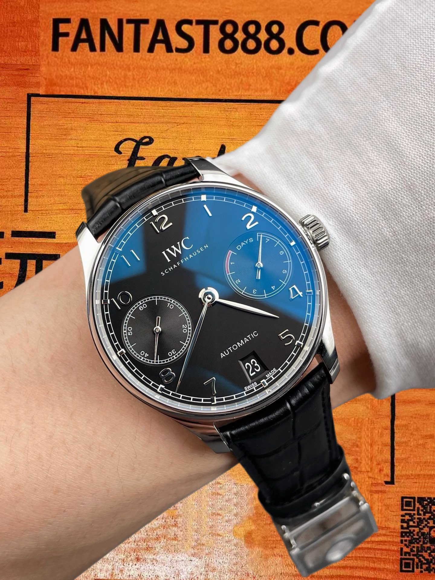 高仿IWC萬國-葡萄牙七日鏈-黑盤-42mm-SL600改52010機 實拍 9