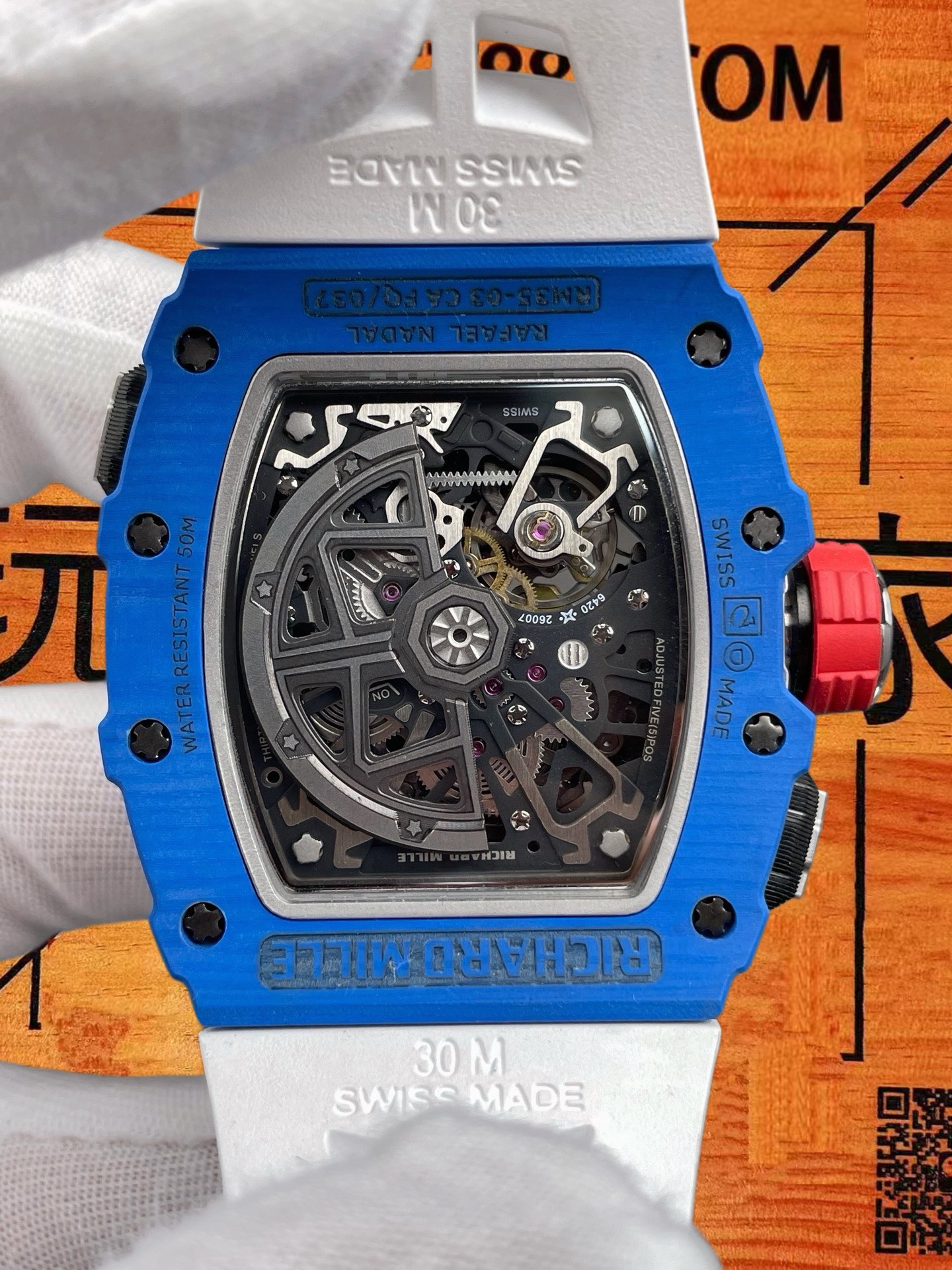 高仿理查德米勒-RM35-03-碳纖維藍-50×43.2mm-RMAL2機 實拍 5