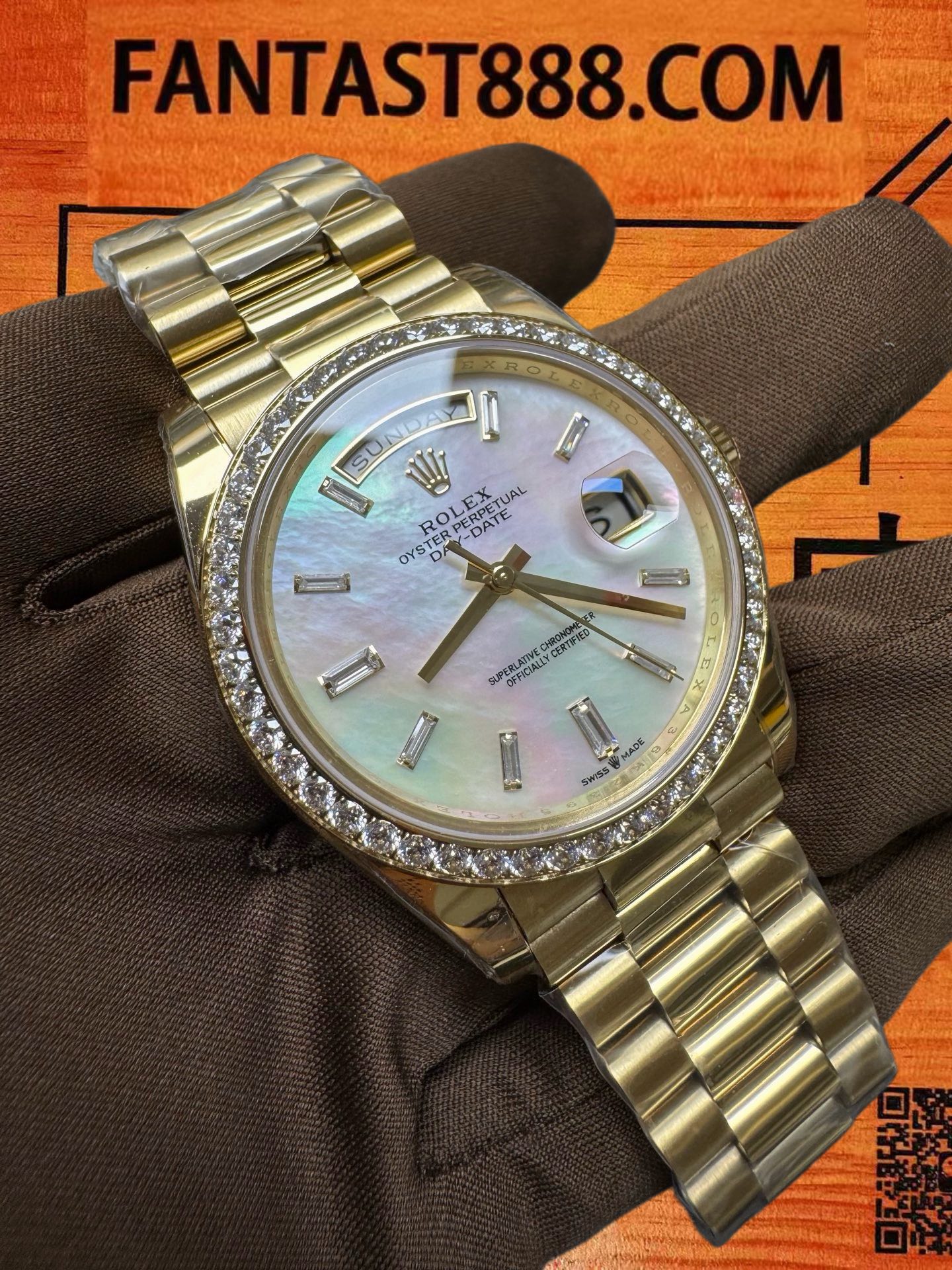 高仿勞力士-星期日曆型228348-配重版-貝母鑽圈-40mm-3255機 實拍 3