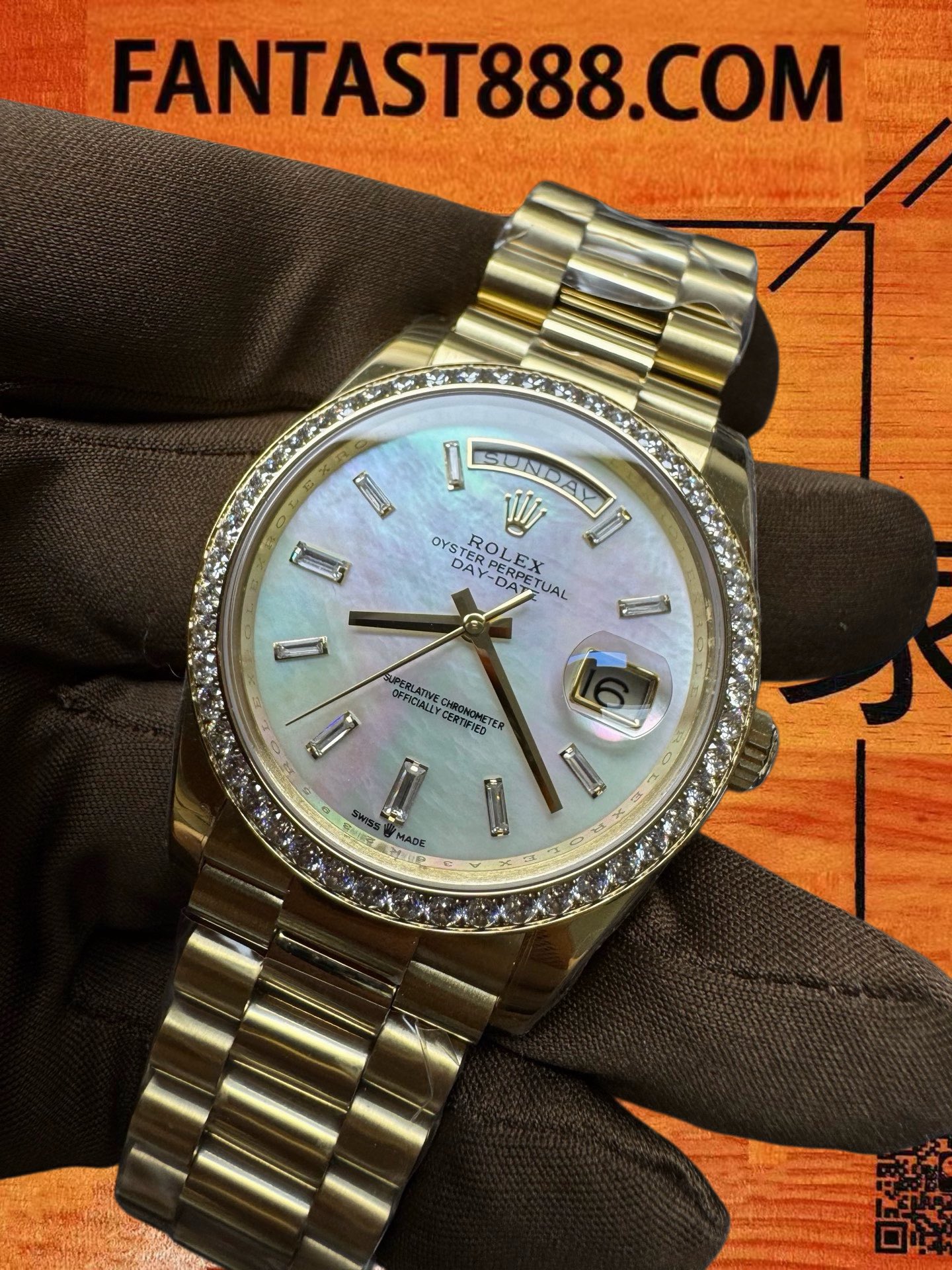 高仿勞力士-星期日曆型228348-配重版-貝母鑽圈-40mm-3255機 實拍 4