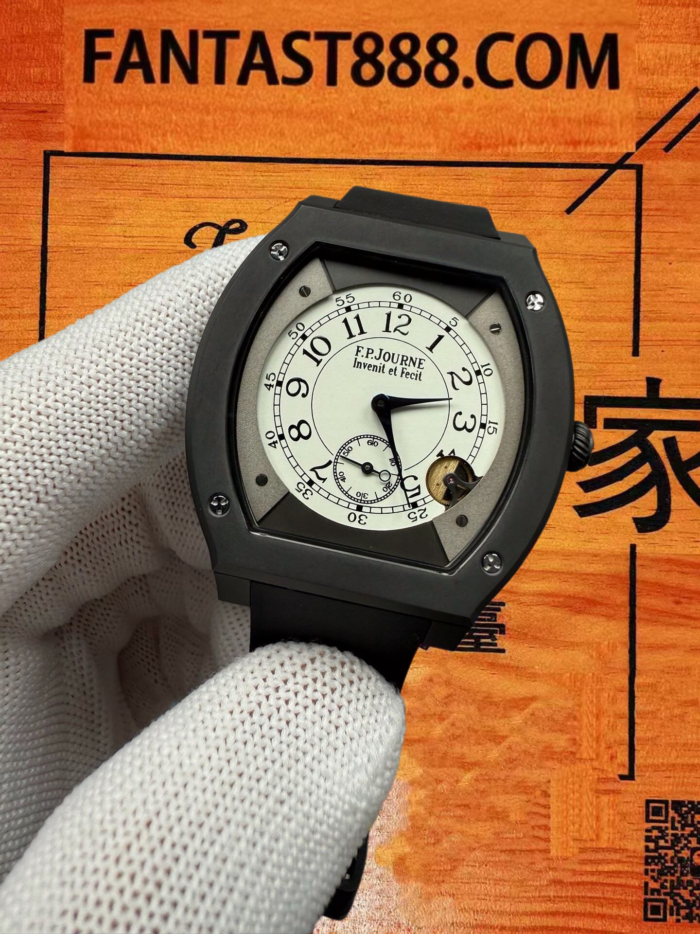 高仿F.P.Journe尊納-Elegante-白盤-黑鈦殼-40mm-石英 實拍 2
