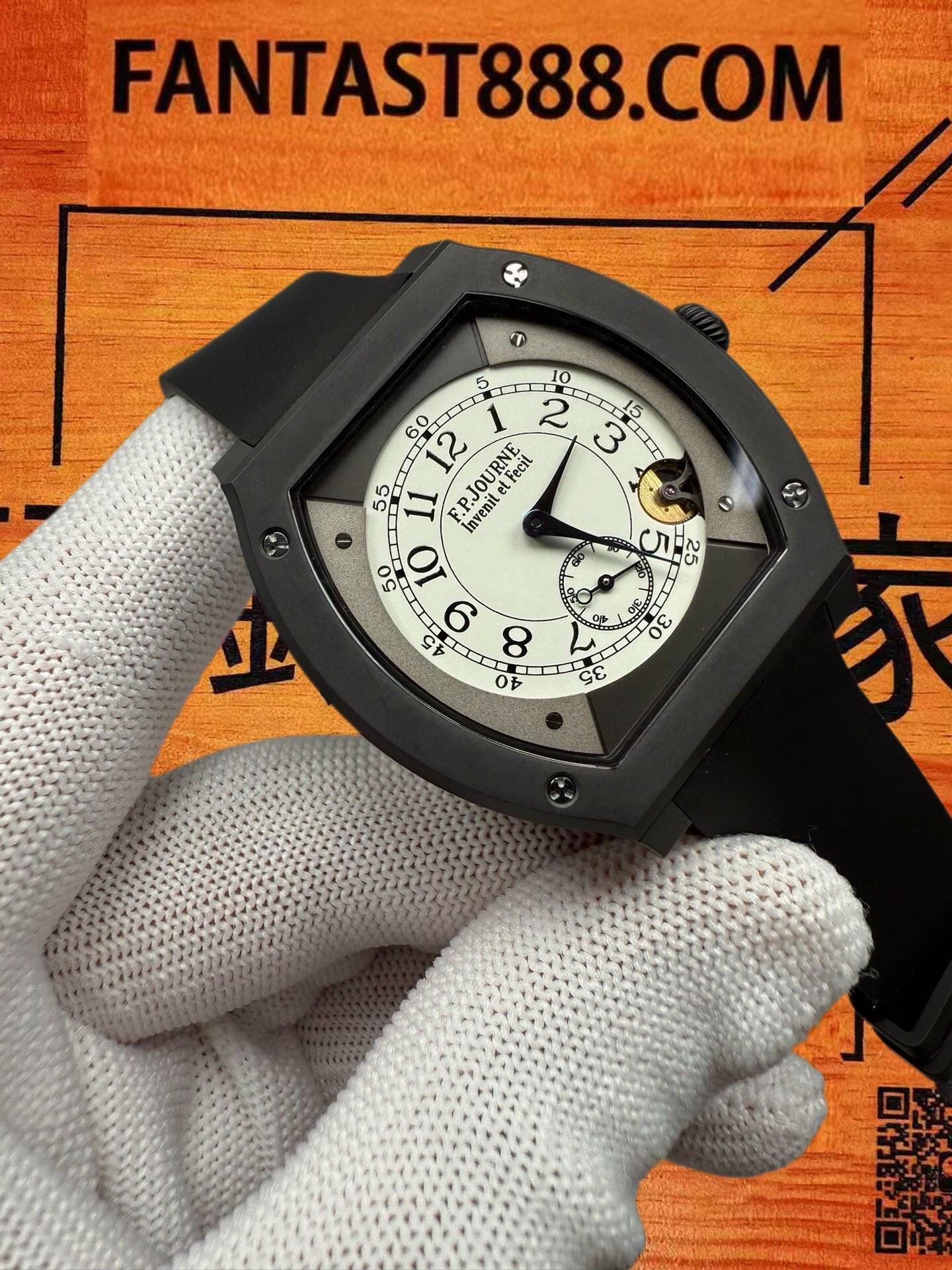 高仿F.P.Journe尊納-Elegante-白盤-黑鈦殼-40mm-石英 實拍 7