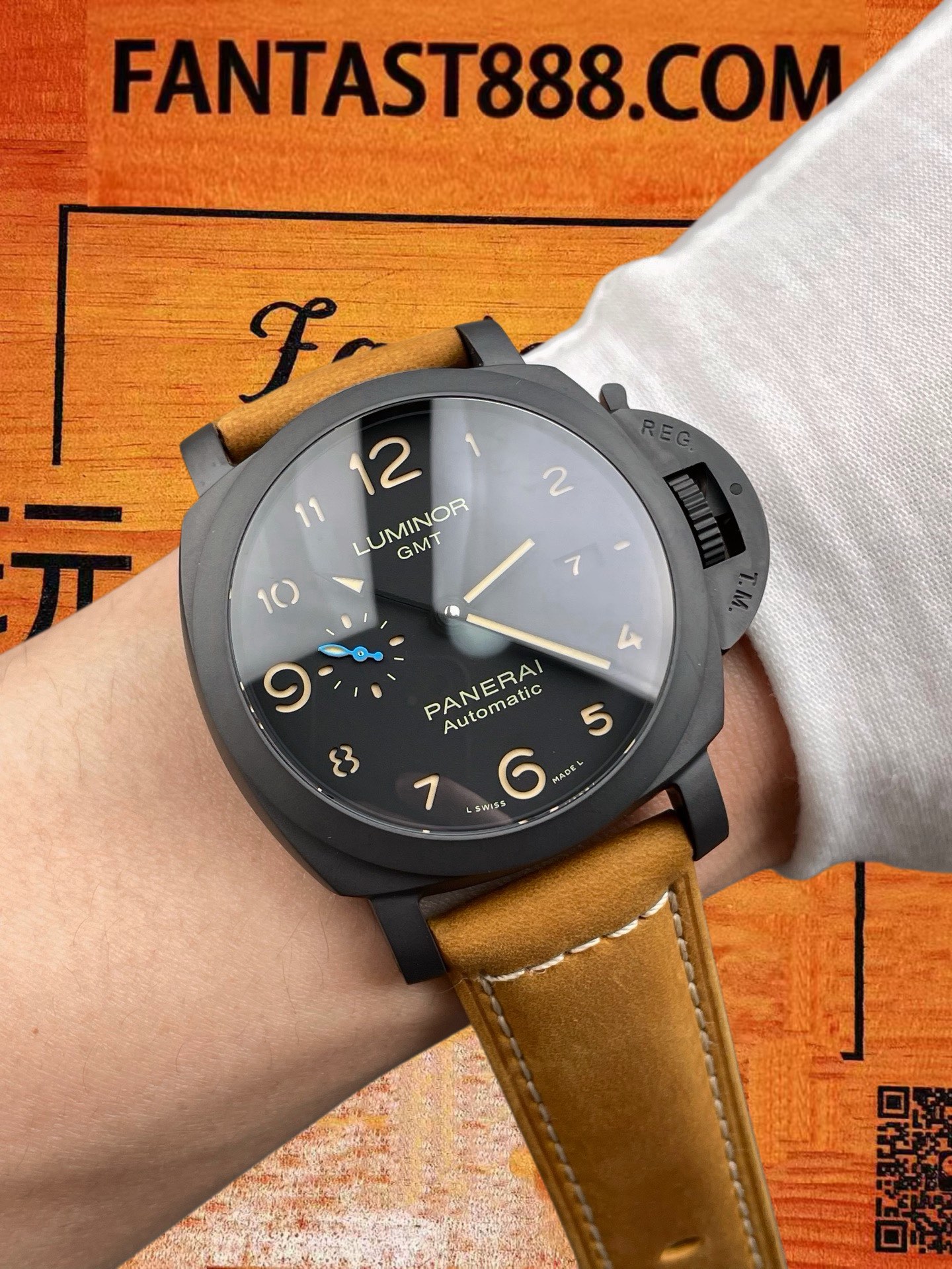 高仿沛納海-Luminor-GMT-PAM1441-黑陶瓷-44mm-P.9010機 實拍 9