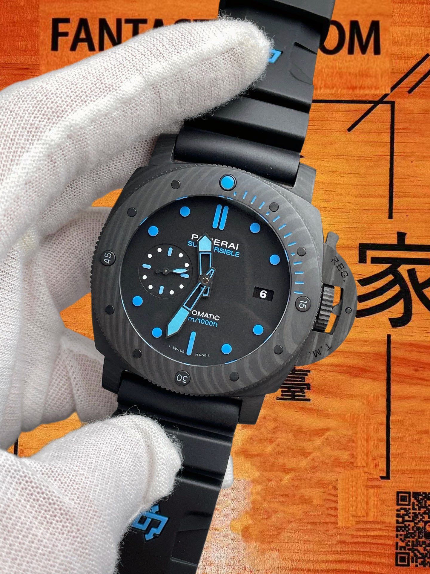 高仿沛納海-Submersible-PAM1616-碳纖維-47mm-9010機 實拍 2