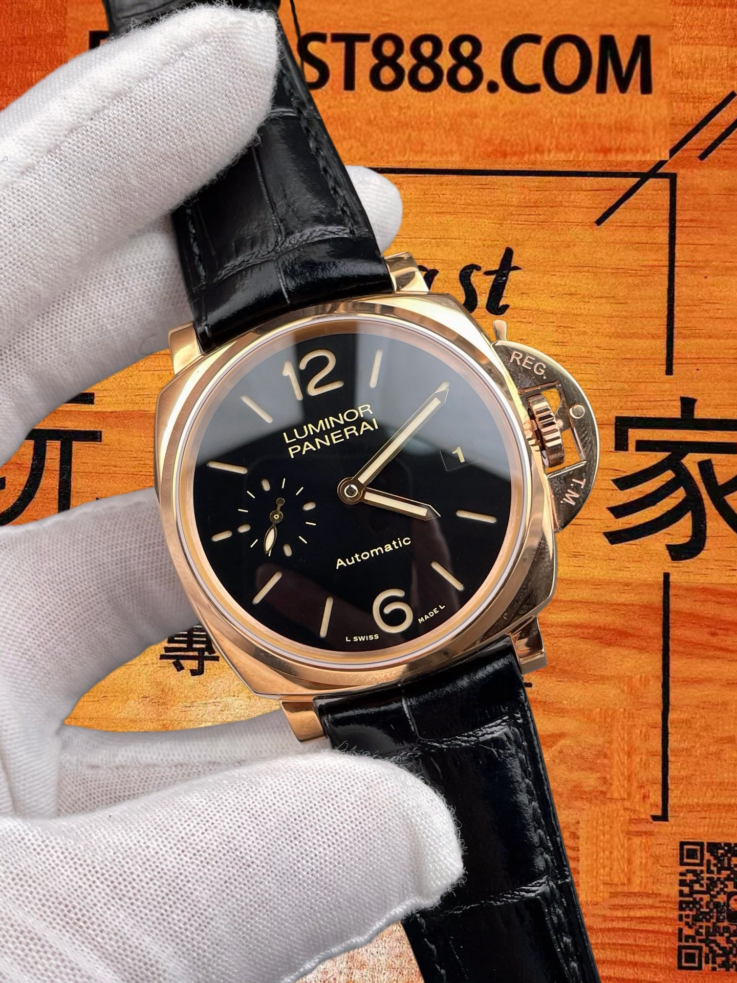 高仿沛納海-Luminor-PAM908-金福-42mm-9010機 實拍 2