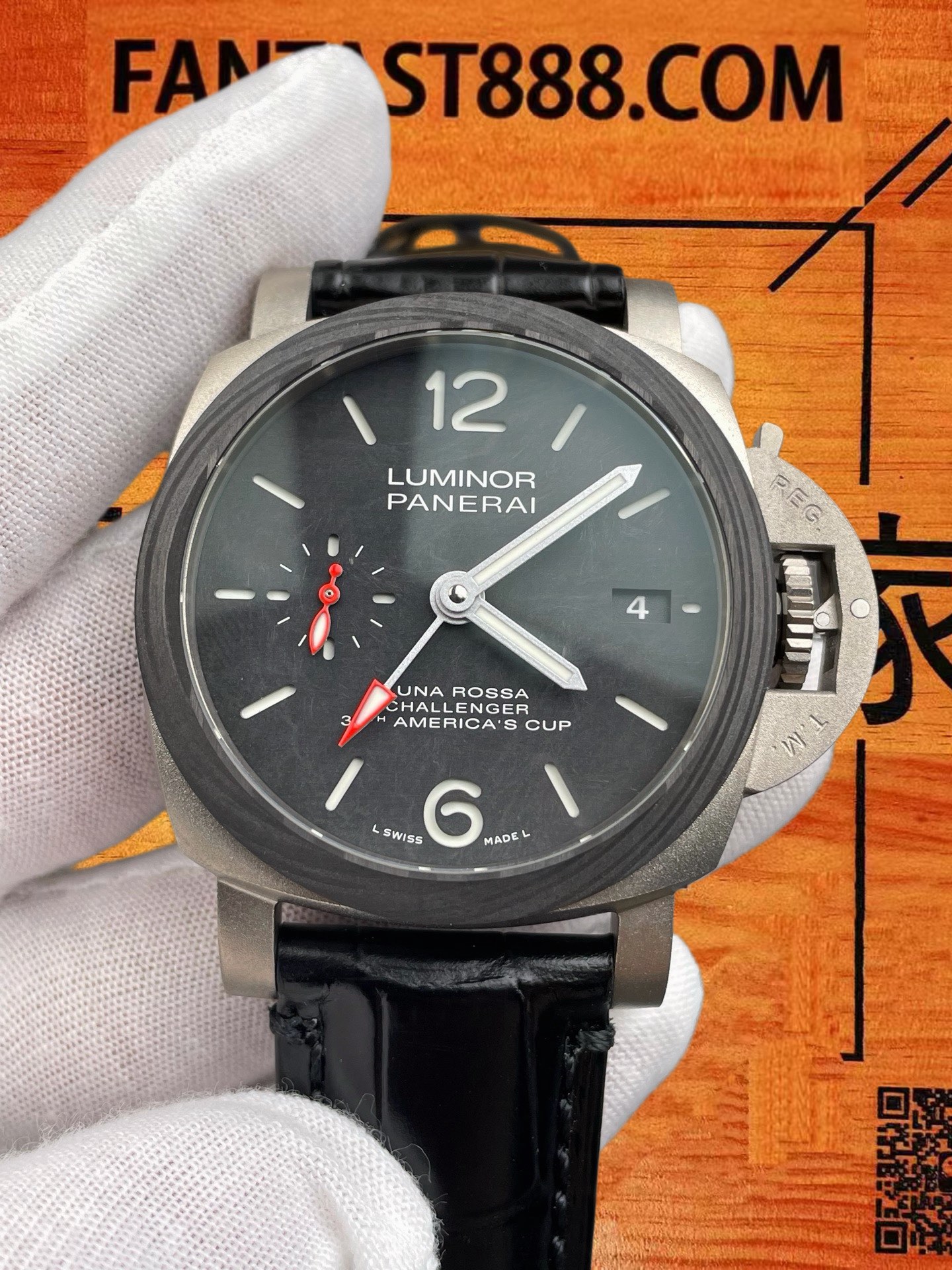 高仿沛納海-Luminor-PAM1096-噴沙鈦金屬-42mm 實拍 3